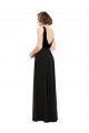 Online Stretch Velvet and Chiffon Prom Dress with V-Neckline UK