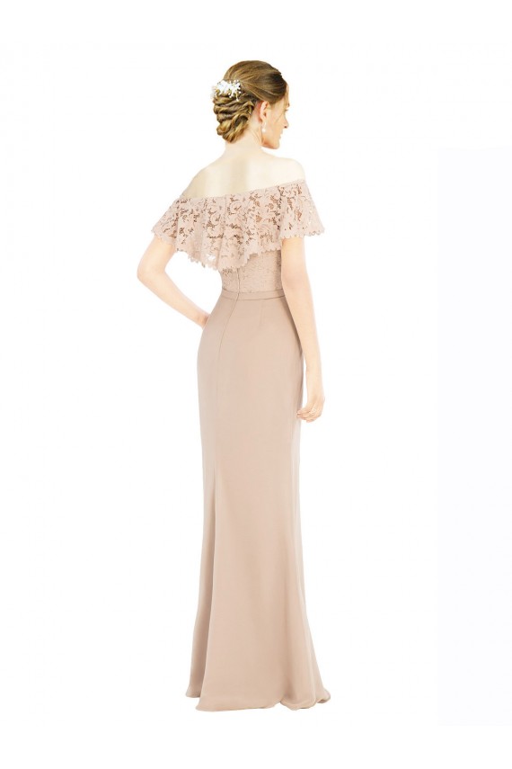 Online Off the Shoulder Sleeves Sheath Chiffon Prom Dress UK