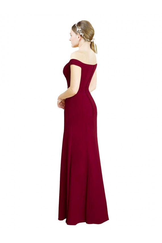 Online Off the Shoulder Long Chiffon Prom Dress with Pleats UK