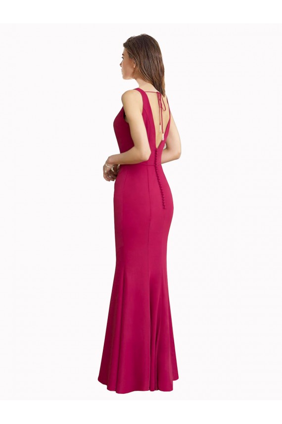 Online V-Neck Mermaid Chiffon Prom Dress with V-Back and Belt UK