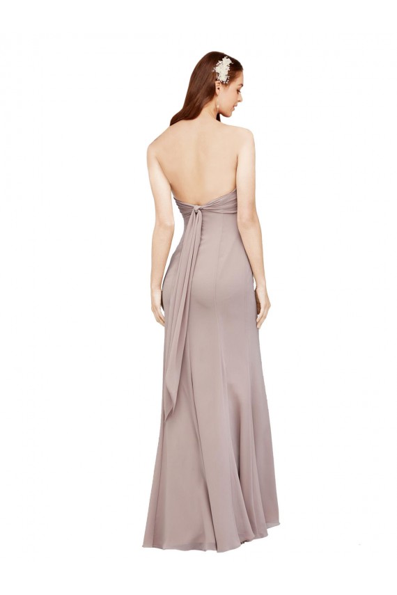 Online Fit and Flare Long Chiffon Prom Dress with Sash and Open Back UK