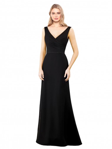 Online V-Neckline Chiffon Prom Dress with Draped Bodice UK