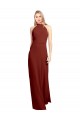 Online Slim High Neck Halter Fitted Open Back Chiffon Prom Dress UK