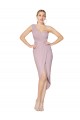Online High Low One Shoulder Ruffles V-Neck Chiffon Wrap Prom Dress UK