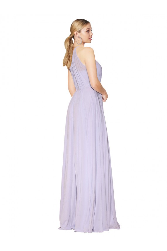 Online High Neck Halter Shirred Chiffon Prom Dress UK