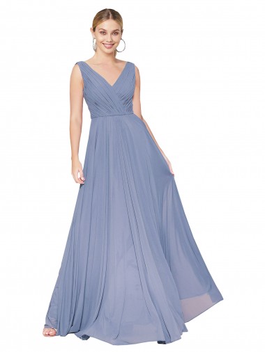 Online Floor Length High Neck V-Back Chiffon Prom Dress UK