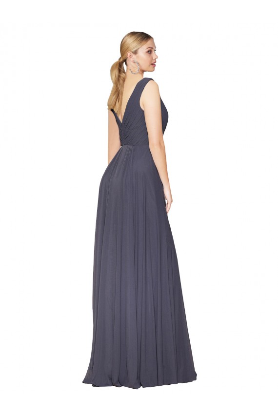 Online Floor Length High Neck V-Back Chiffon Prom Dress UK