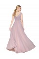 Online Draped V-Neck Long Chiffon Prom Dress with Shirred Bodice UK