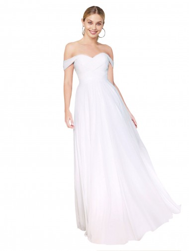 Online Off the Shoulder Long Full Length Chiffon Prom Dress UK