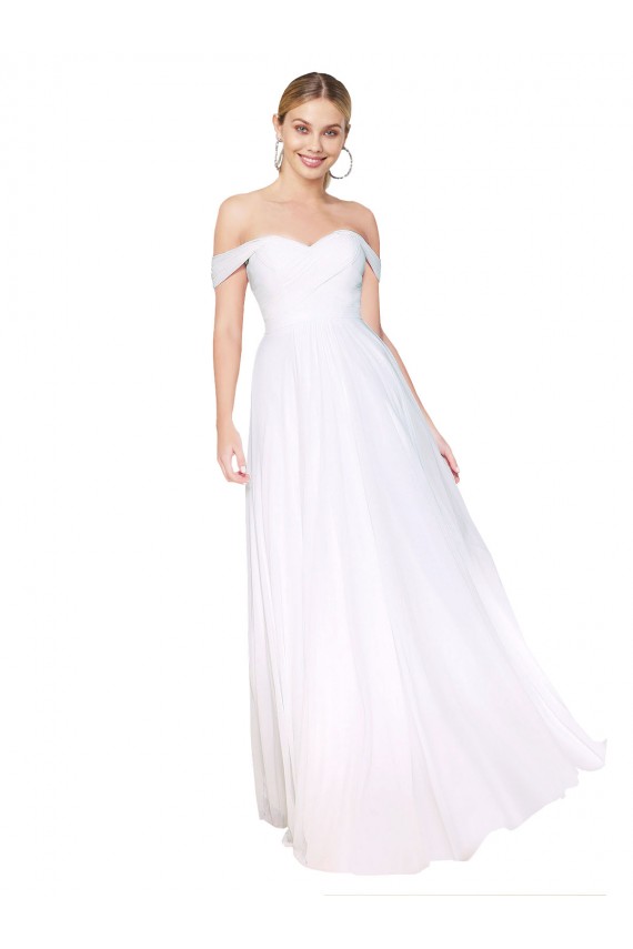 Online Off the Shoulder Long Full Length Chiffon Prom Dress UK