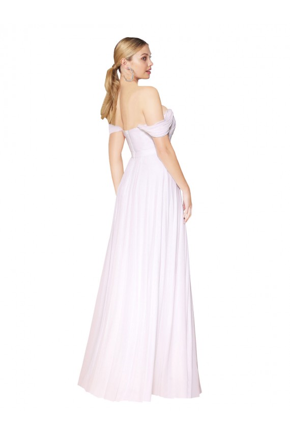 Online Off the Shoulder Long Full Length Chiffon Prom Dress UK