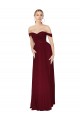 Online Shirred Sweetheat Neckline Off the Shoulder Long Chiffon Prom Dress UK