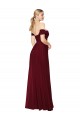 Online Shirred Sweetheat Neckline Off the Shoulder Long Chiffon Prom Dress UK