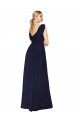 Online Draped Long V-Neck Floor Length Chiffon Prom Dress UK
