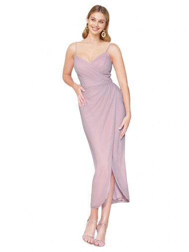Online Short Knee Length Chiffon Wrap Cocktail Prom Dress / Homecoming Dress with Straps UK