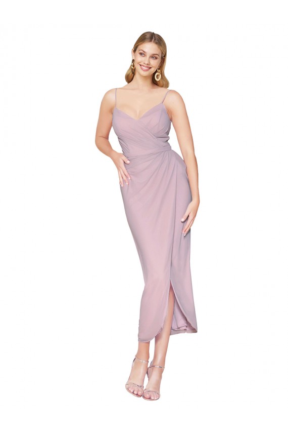 Online Short Knee Length Chiffon Wrap Cocktail Prom Dress / Homecoming Dress with Straps UK