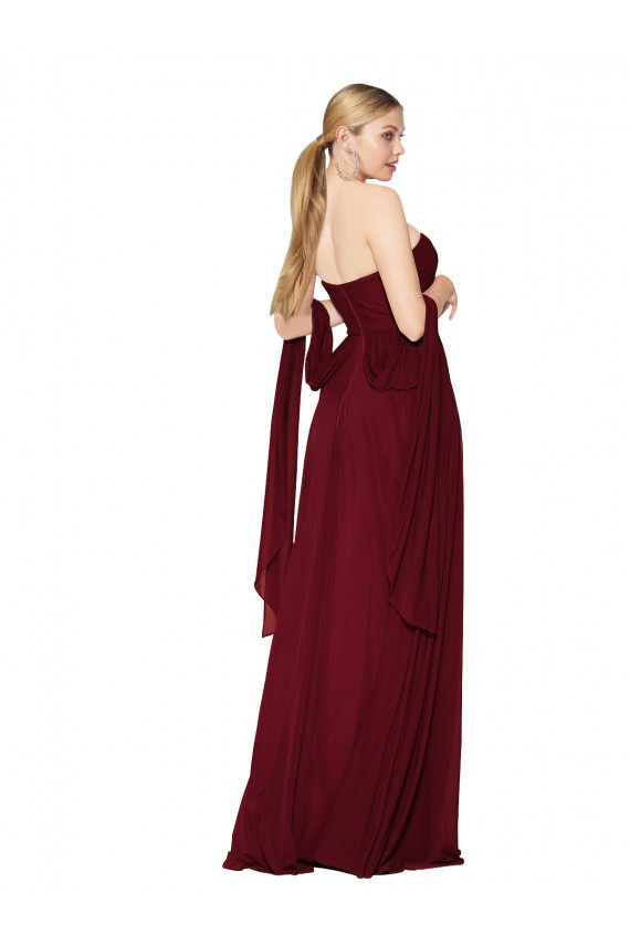 Online Draped Strapless Long A-Line Chiffon Prom Dress UK