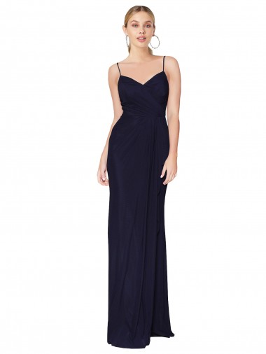 Online Draped Spaghetti Straps Long Chiffon Mermaid Prom Dress UK