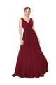 Online Draped A-Line V-Neck Floor Length Chiffon Prom Dress UK