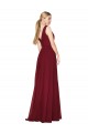 Online Draped A-Line V-Neck Floor Length Chiffon Prom Dress UK