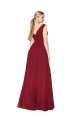 Online Draped Mermaid Long V-Neck Chiffon Prom Dress with High Slit UK