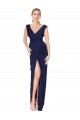 Online Draped V-Neck Long Chiffon Prom Dress with Front Slit UK