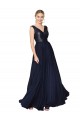 Online High Neck V-Neck Long Chiffon Prom Dress with Sequin Top UK