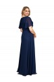 Online Chiffon V-Neck Short Sleeves Long Prom Dress with High Slit UK