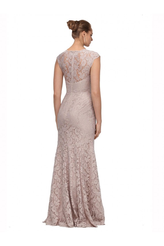 Online Sweetheart Neckline Cap Sleeves Lace Prom Dress with Twist UK