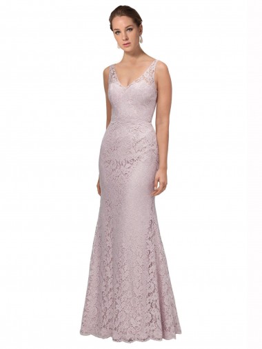 Online Lace V-Neckline Long Full Length Prom Dress UK