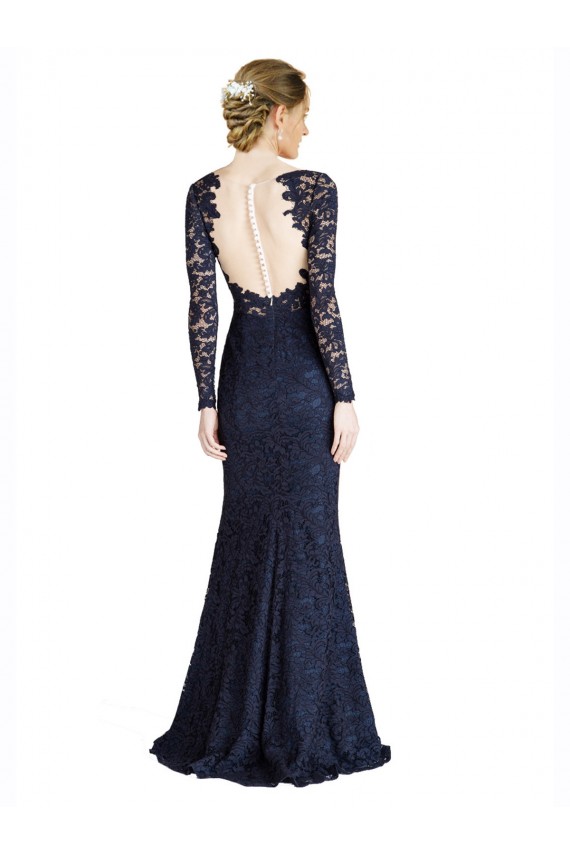 Online Illusion Long Sleeves Lace Prom Dress with Sheer Keyhole Back UK