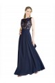 Online Bateaux Neckline A-Line Lace Prom Dress with Top Nude Layer UK