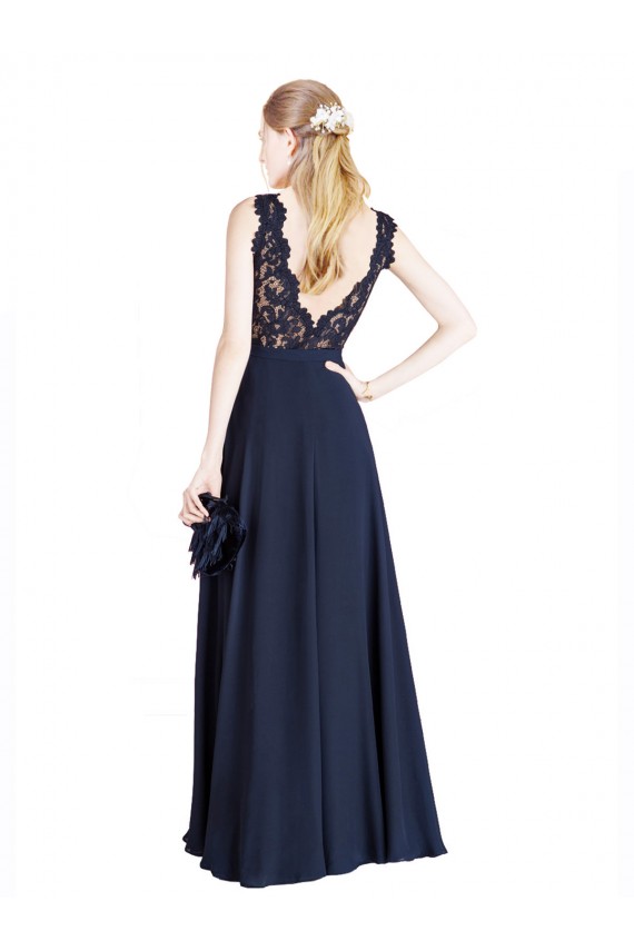 Online Bateaux Neckline A-Line Lace Prom Dress with Top Nude Layer UK