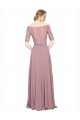 Online Off the Shoulder Lace Crop Top A-Line Chiffon Prom Dress UK