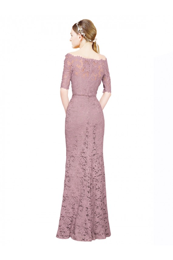 Online Short Sleeves Crop Top Mermaid Lace Prom Dress UK