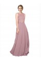 Online Long A-Line Chiffon Prom Dress with Sleeveless Lace Crop Top UK