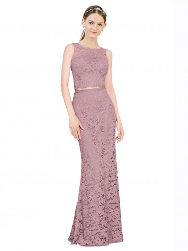 Online Sleeveless Crop Top High Neck Mermaid Lace Prom Dress UK