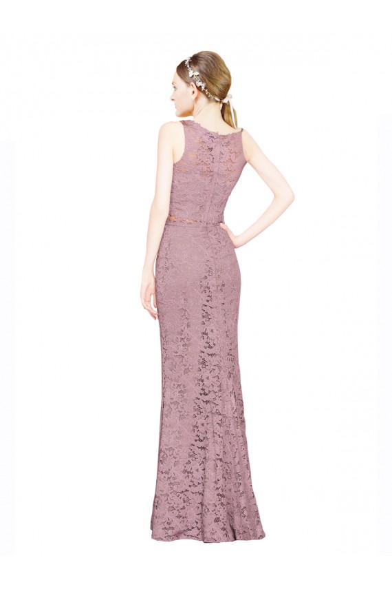 Online Sleeveless Crop Top High Neck Mermaid Lace Prom Dress UK