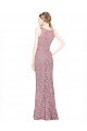 Online Sleeveless Crop Top High Neck Mermaid Lace Prom Dress UK