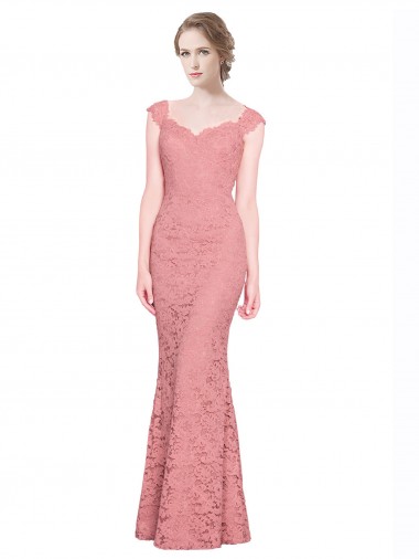 Online Sweetheart Mermaid Long Lace Prom Dress with Wide Straps UK