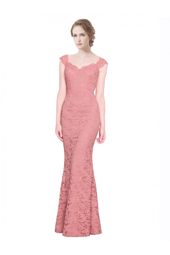 Online Sweetheart Mermaid Long Lace Prom Dress with Wide Straps UK
