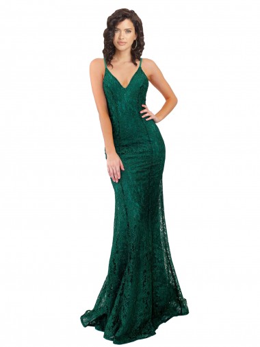 Online Black Tie Sleek Fishtail Shaped Long Lace Prom Dress UK