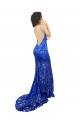 Online High Neck Long Open Back Lace Prom Dress with Train UK