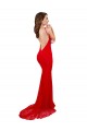Online High Neck Long Lace Prom Dress with Open Back Straps UK