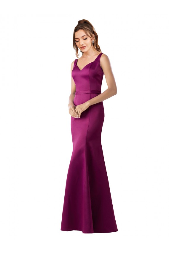 Online Fitted Sexy Open Back Satin Prom Dress with Floral Details UK