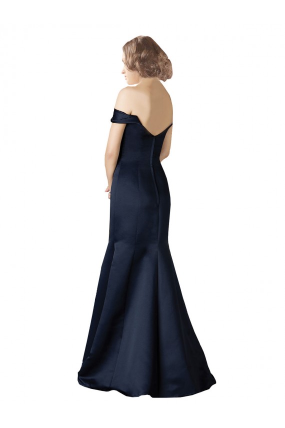 Online Fit and Flare Satin Prom Dress with Off the Shoulder Neckline UK