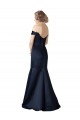Online Fit and Flare Satin Prom Dress with Off the Shoulder Neckline UK