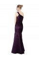 Online Long Ruched Neckline One Shoulder Satin Prom Dress UK