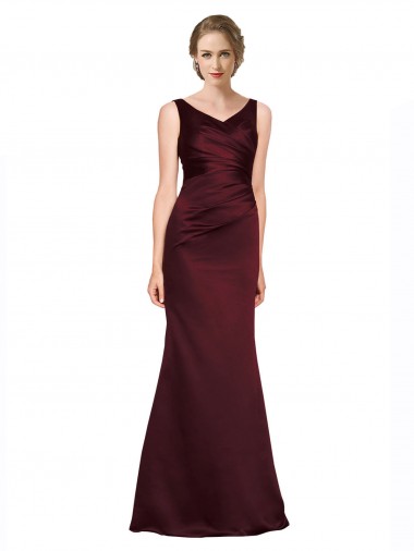 Online Figure Shaping Satin Prom Dress with Structured Pleats UK