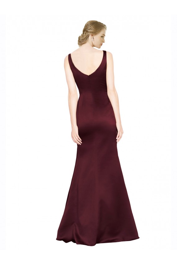 Online Figure Shaping Satin Prom Dress with Structured Pleats UK